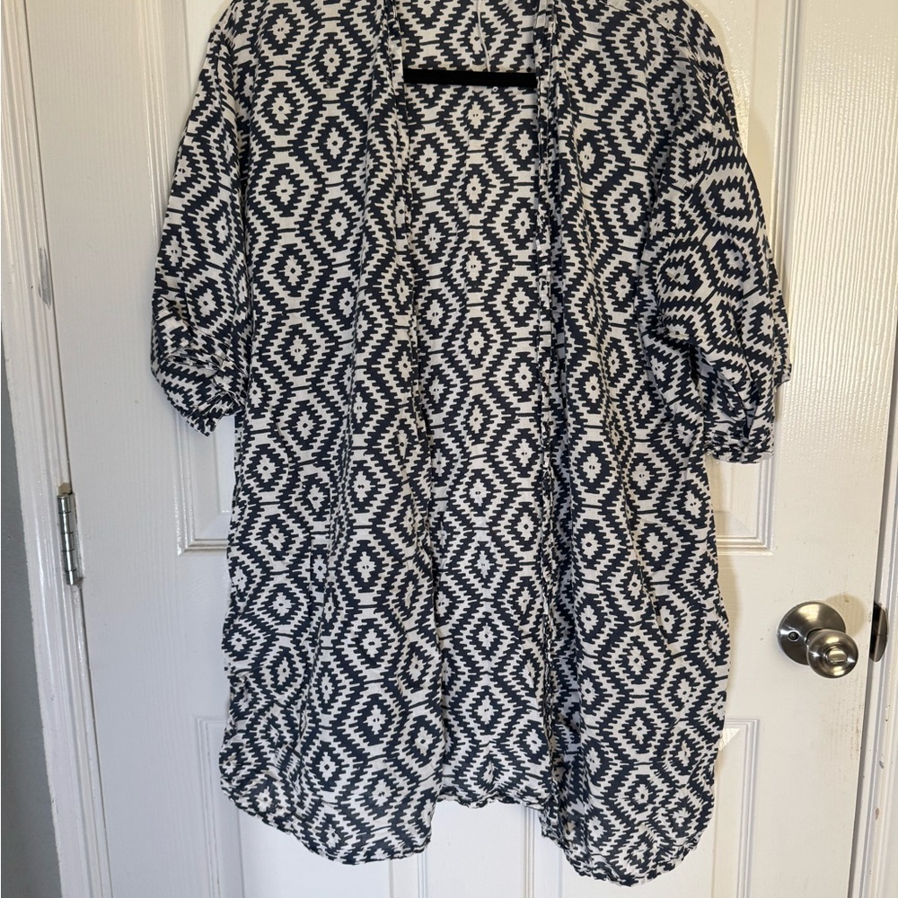 Black and White Geometric Patterned open shirt for men